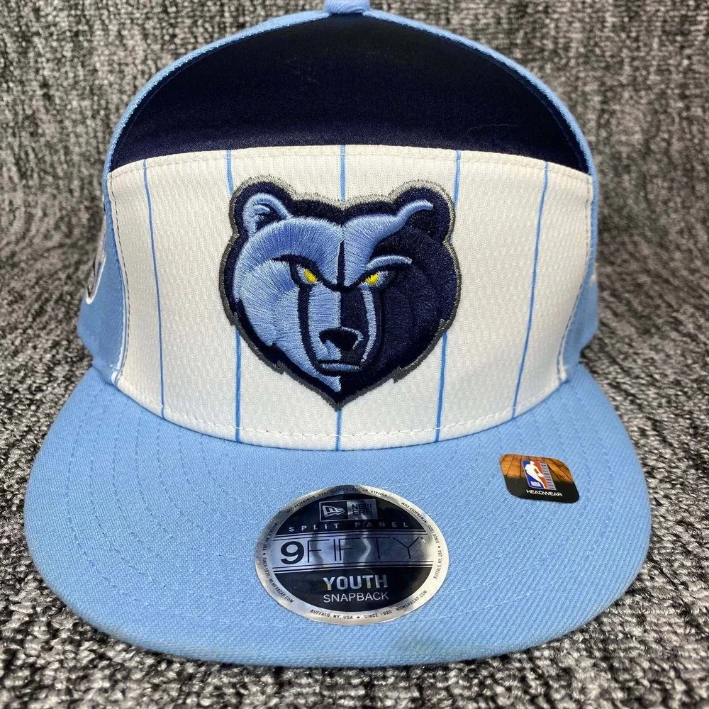 New Era Memphis Grizzlies Youth Snapback Hat Blue Pinstripe‎ NBA 9FIFTY Split